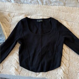 House of Harlow 1960 Black Square Neck Blouse